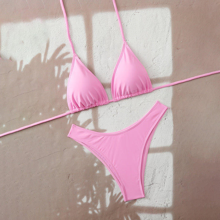 Dame bikini-sæt med justerbar trekant-overdel og højt skårne bundder Skovae