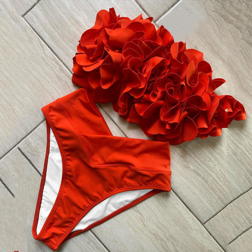 Dame bikini sæt med blomster top og høje trusser Stilla
