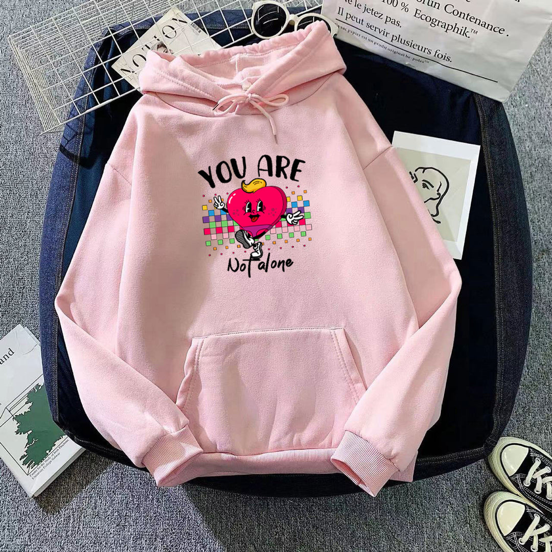 Kvinders hoodie med sjovt hjerte design Skovae