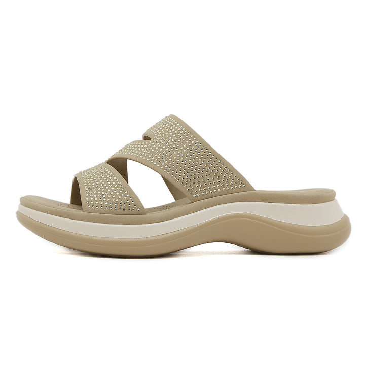 Dame mode Pantoletter med funklende strasssten og ergonomisk design Stilla