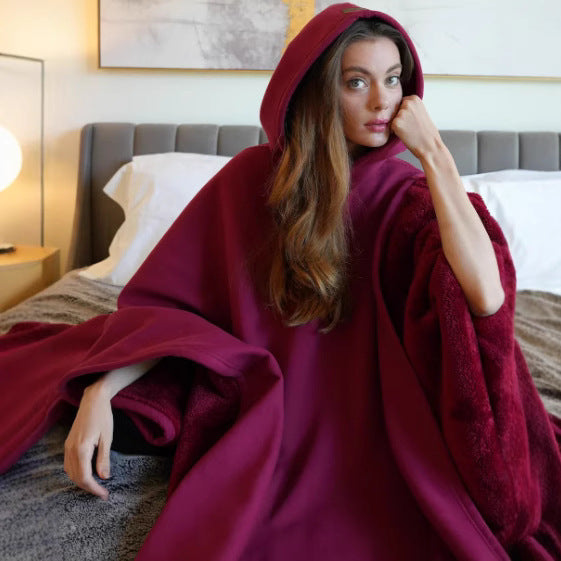 Dame multifunktionel poncho tæppe med hætte Stilla