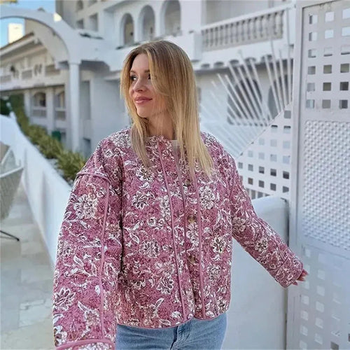 Dame Stepp-Blomsterprint Bomberjakke Stilla