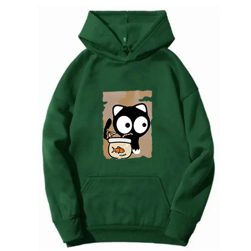 Kvinders hætte sweatshirt med sødt katte design Skovae
