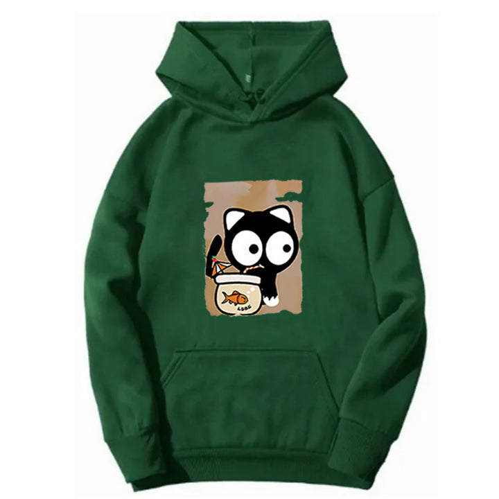 Kvinders hætte sweatshirt med sødt katte design Skovae