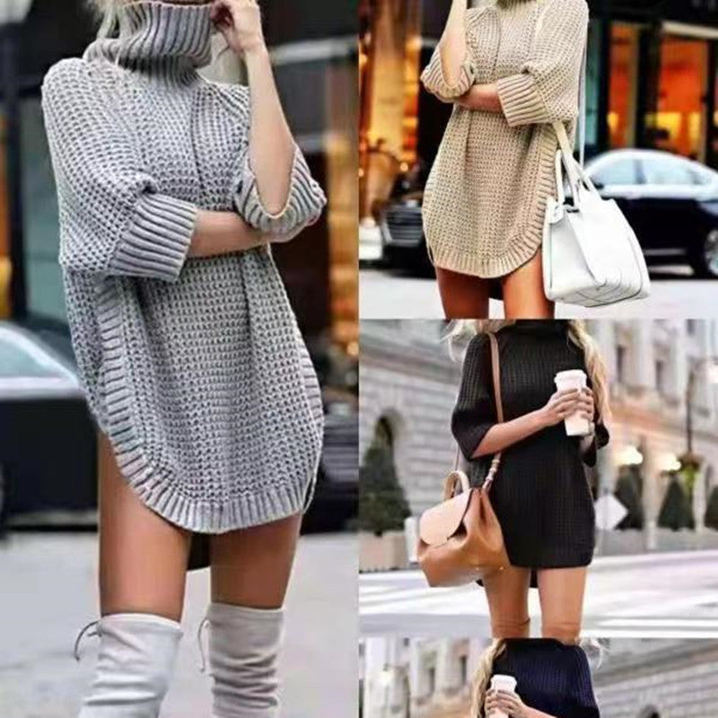 Dame Cozy Strik-Turtleneck Kjole Stilla
