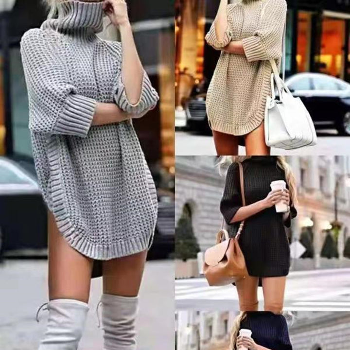 Dame Cozy Strik-Turtleneck Kjole Stilla