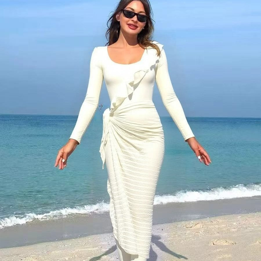 Dame Elegant sommerkjole med indpakningslook Skovae
