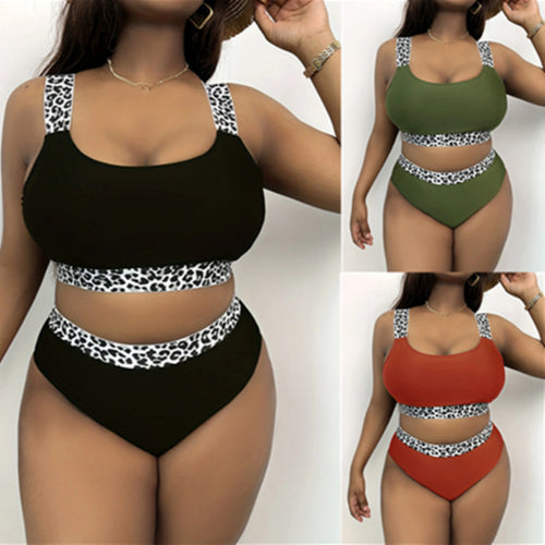 Dame Højskåret Bikini-Sæt med trendy Dyreprint Skovae