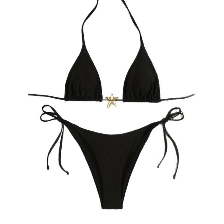 Dame Elegant trekantet bikini med gylden applikation Skovae