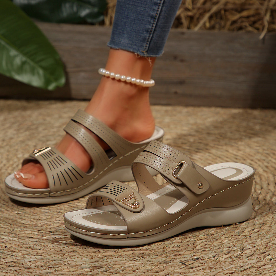 Dame Wedge-sandaler med justerbare stropper og ortopædisk fodseng Stilla