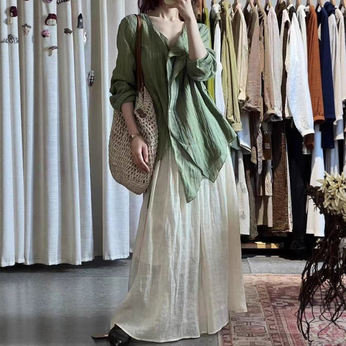 Femme Flydende A-linje Maxi Nederdel med elastisk talje Stilla