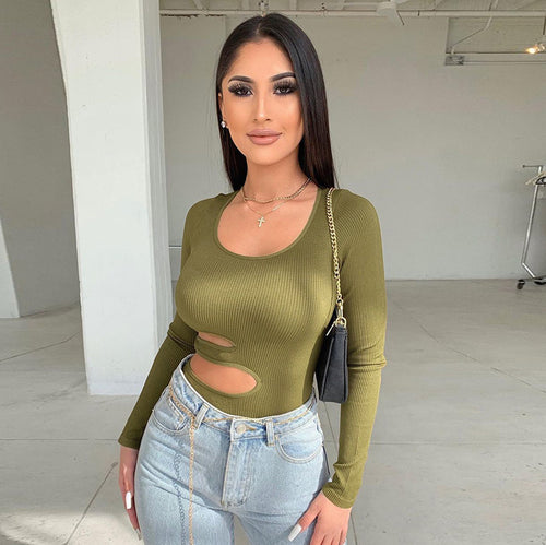 Femme Stilfuld Cut-Out Langærmet Top Stilla