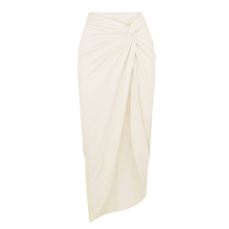 Dame badedragt med raffinerede draperinger og elegante gulddetaljer Skovae