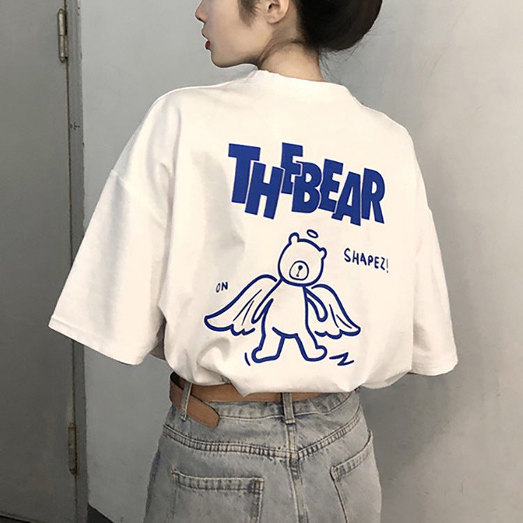 Dame T-shirt med kreativt dyremotiv og afslappet snit Stilla