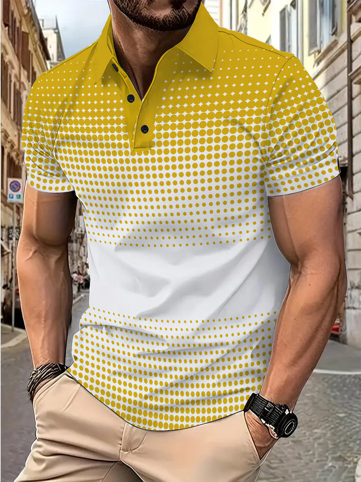 Herrer polo t-shirt med moderne prikdesign Stilla