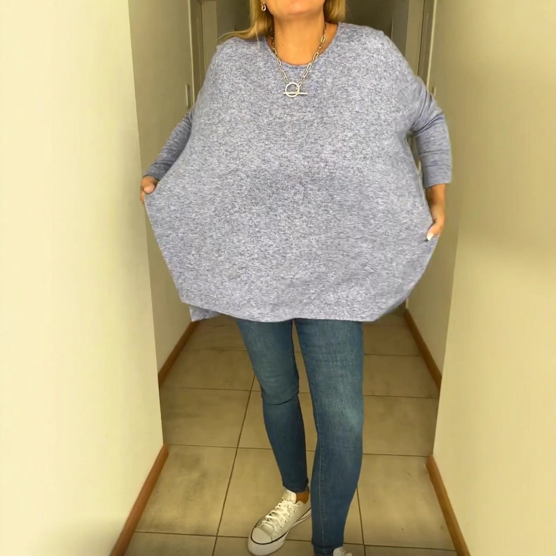 Dame løs pasform sweater med rund halsudskæring Stilla