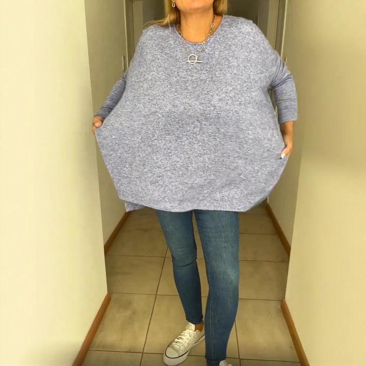 Dame løs pasform sweater med rund halsudskæring Stilla