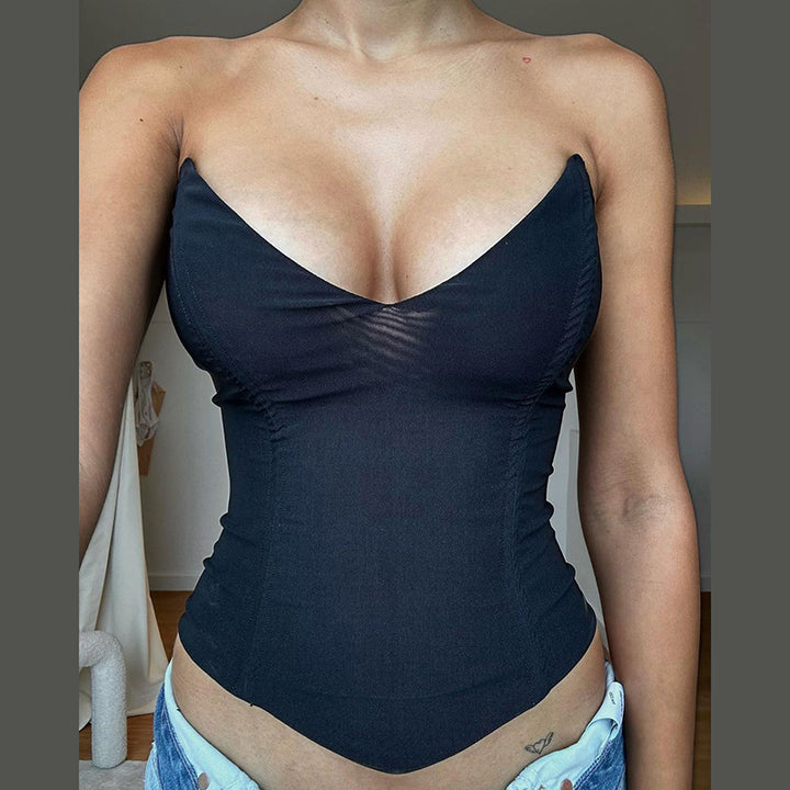 Dame Elegante V-Hals Top i blødt materiale Stilla