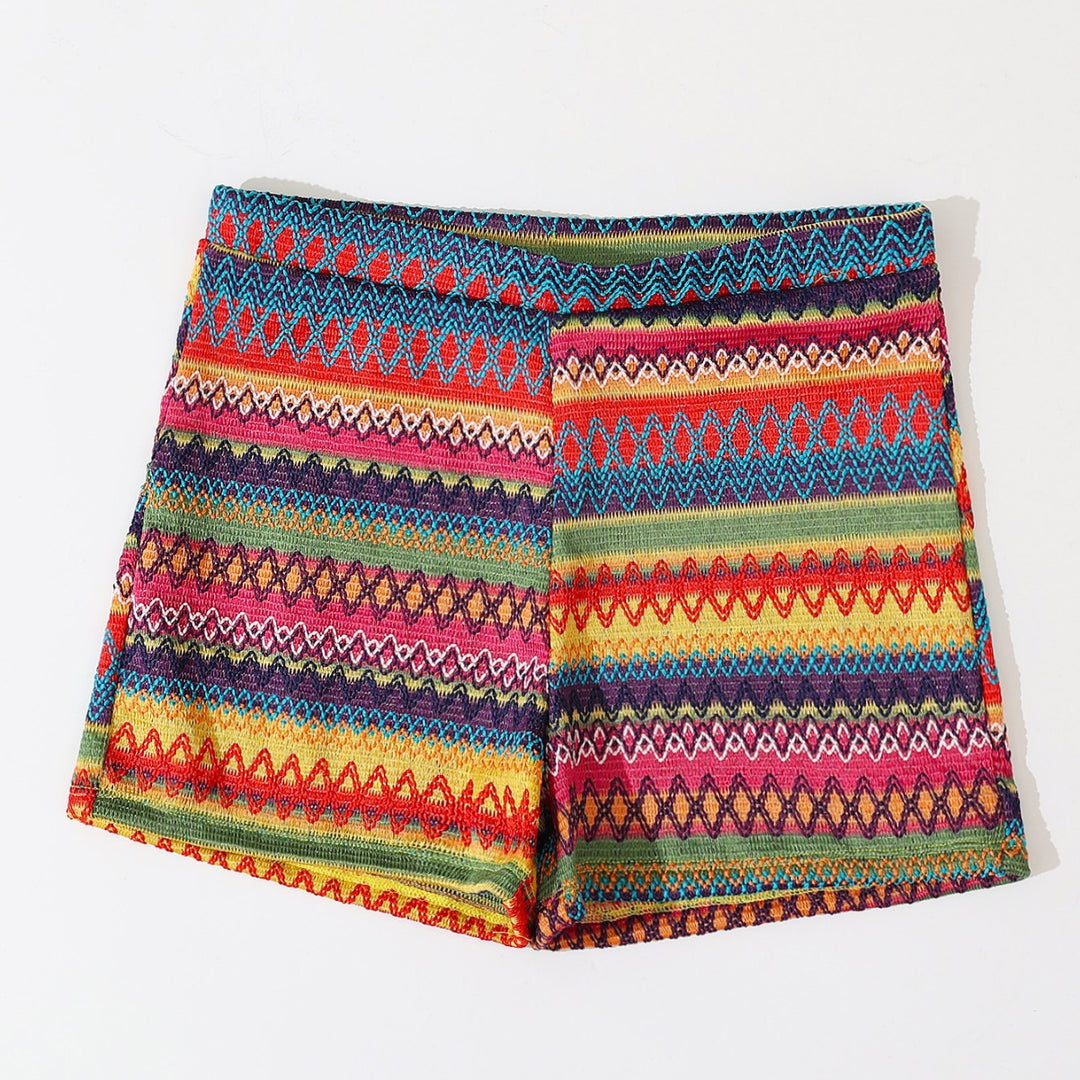 Dame badeshorts med livligt mønster og elastisk linning Stilla