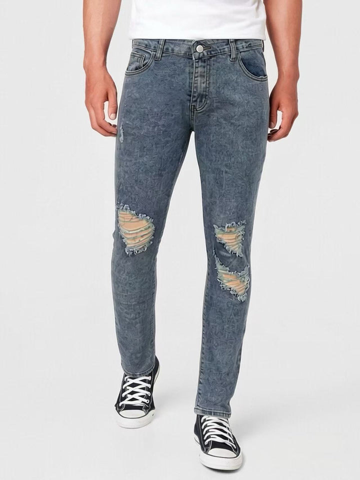 Herre Destroyed Jeans med moderne Used-Look Skovae