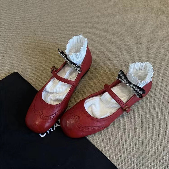 Dame elegante Mary Jane Ballerinas med dekorativt remdetail Stilla