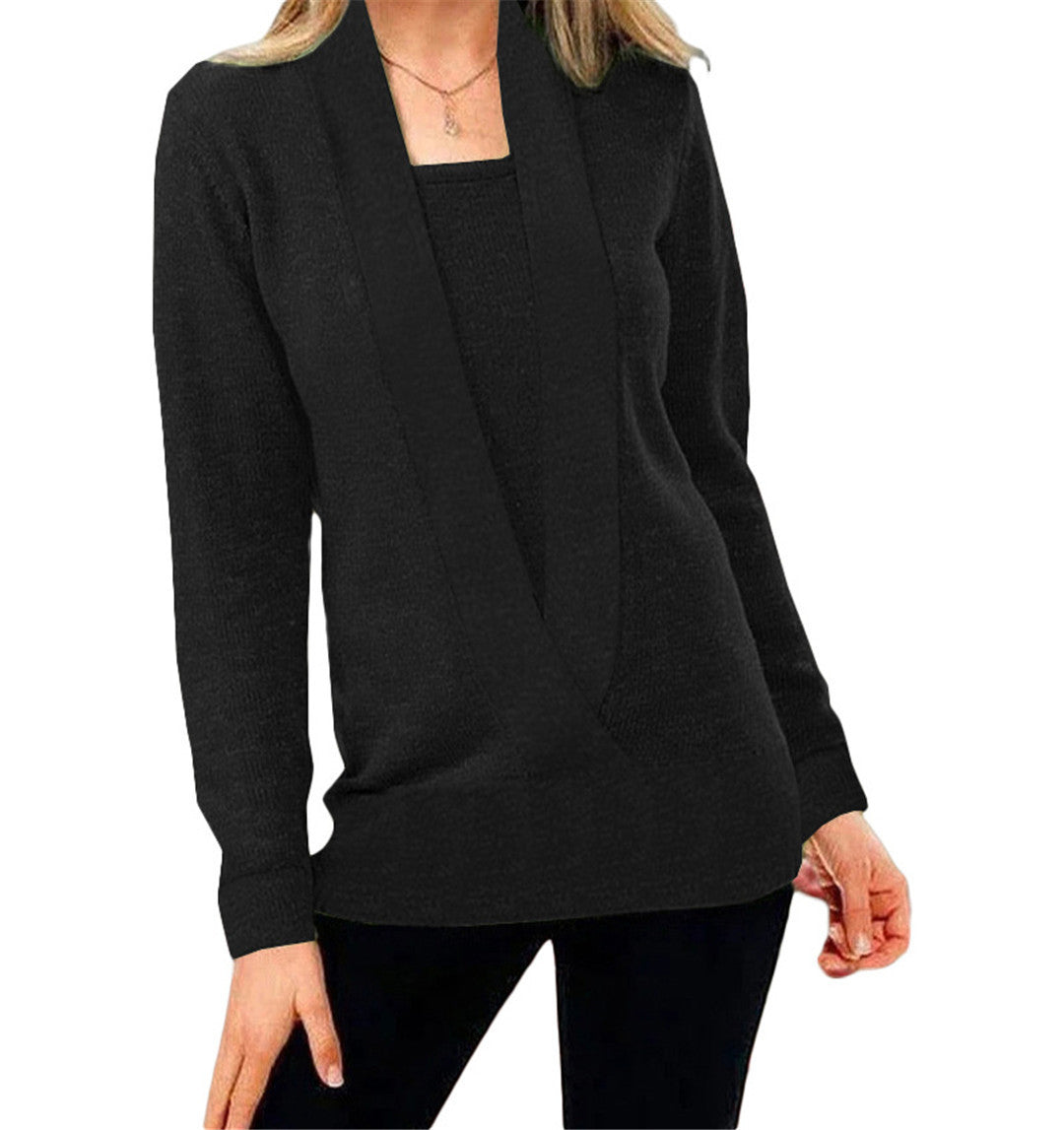 Dame elegant strikpullover med blød V-hals og stilfuld pasform Stilla