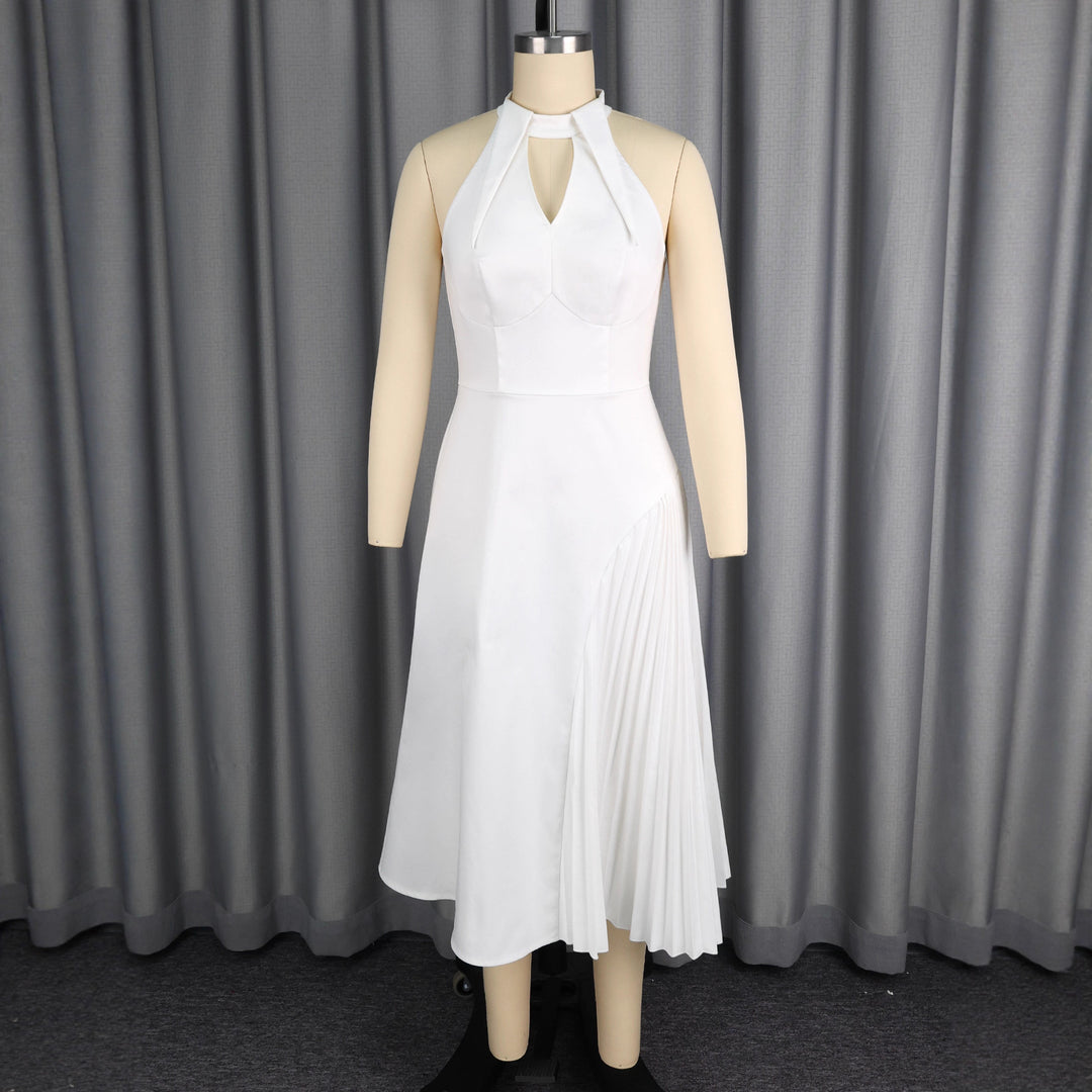 Dame Elegant midi kjole med plissé-detalje Skovae