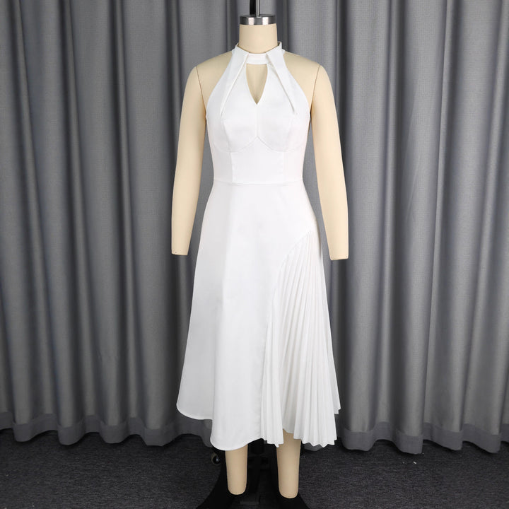 Dame Elegant midi kjole med plissé-detalje Skovae
