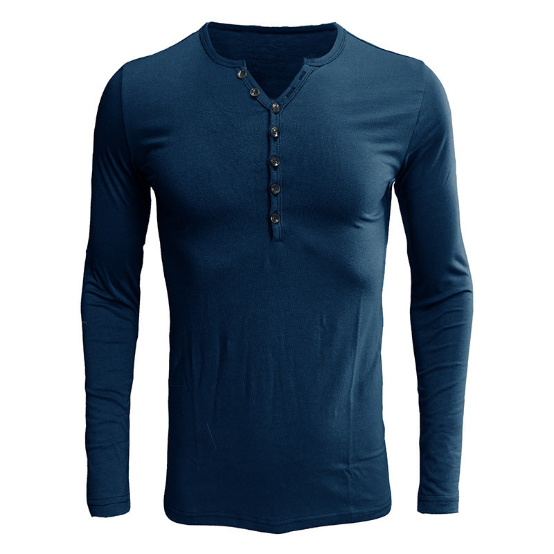 Herrer Langærmet Henley-Shirt i blød jersey med moderigtigt knapdesign Stilla