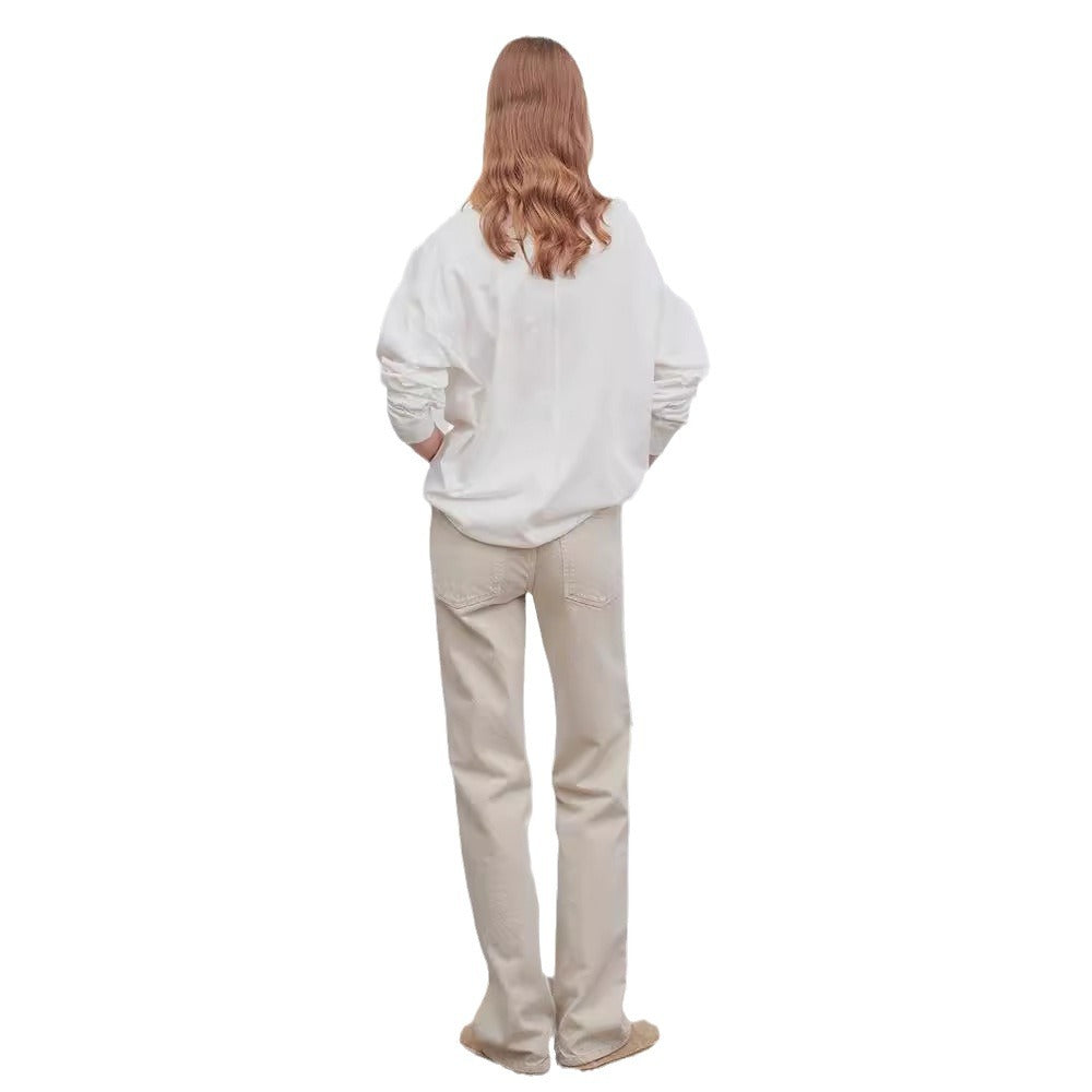 Dame afslappet sweatshirt med moderne oversized snit og elegante pufærmer Stilla