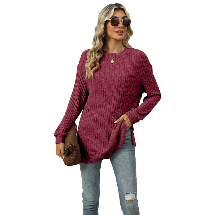 Dame Stor, ribbet sweater med sideslidser Stilla