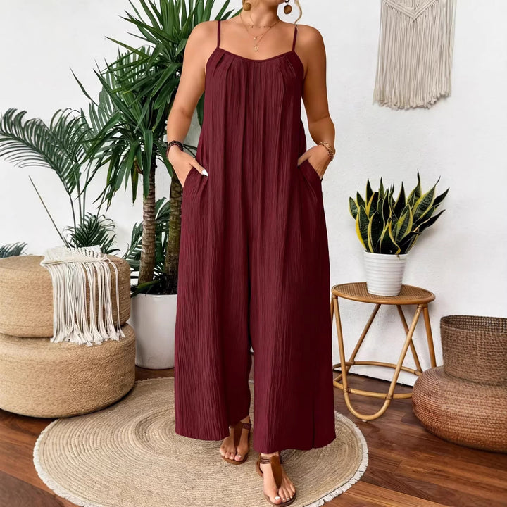 Dame luftig Jumpsuit med smalle spaghetti stropper og sidelommer Skovae