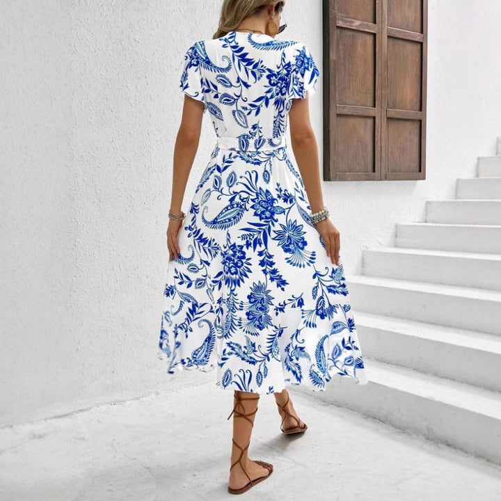 Dame wrap kjole med blomstermønster Stilla