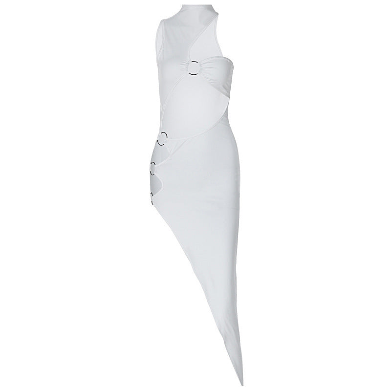 Dame figursyet asymmetrisk kjole med raffinerede cut-outs og fashionable detaljer Skovae