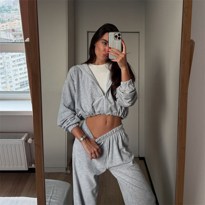 Kvinders afslappede jumpsuit sæt med kort krave og elastisk talje Skovae