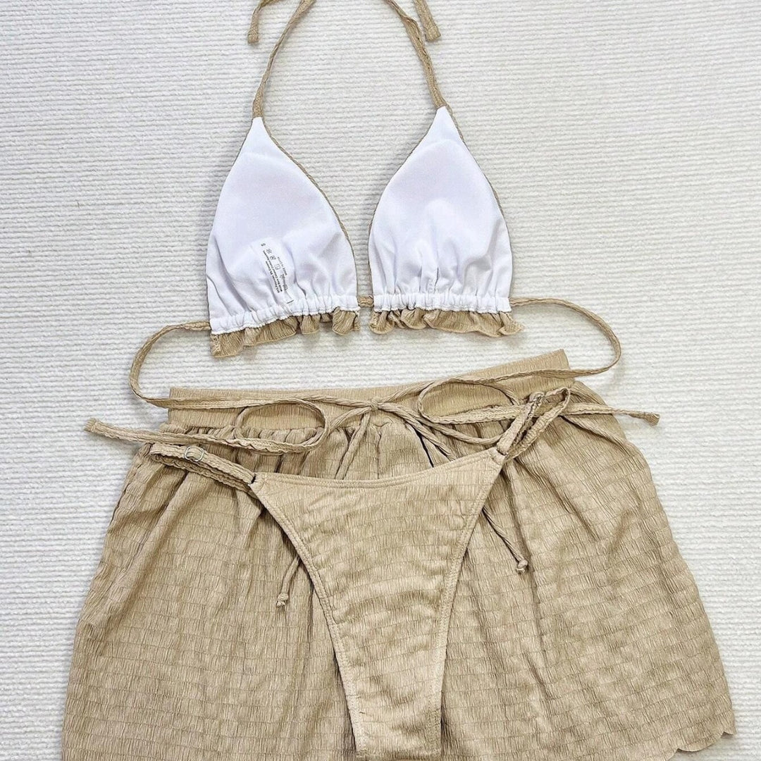 Dame triangel-bikini-sæt med afslappede shorts Skovae