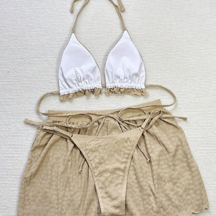 Dame triangel-bikini-sæt med afslappede shorts Skovae