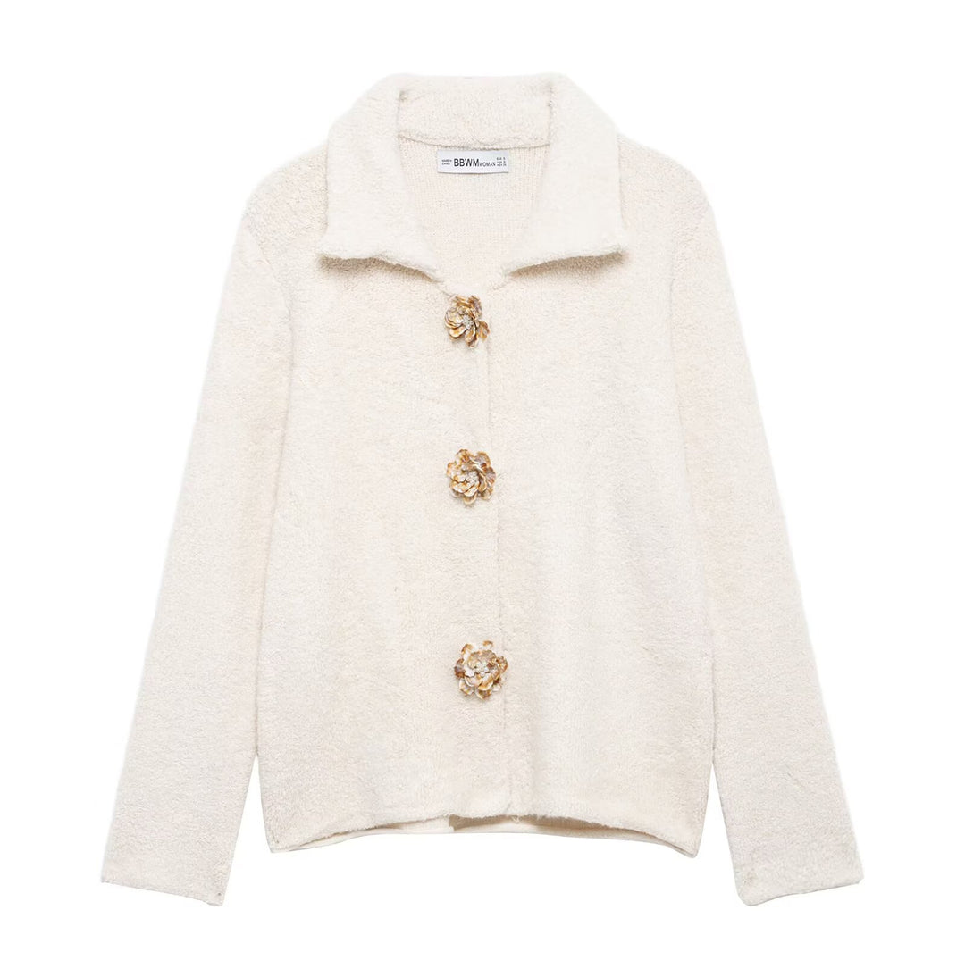 Kvinders Cozy Fleece Jakke med Elegant Knaplukning Stilla