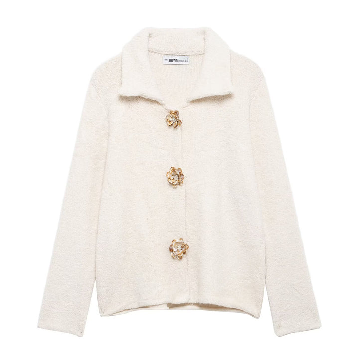 Kvinders Cozy Fleece Jakke med Elegant Knaplukning Stilla