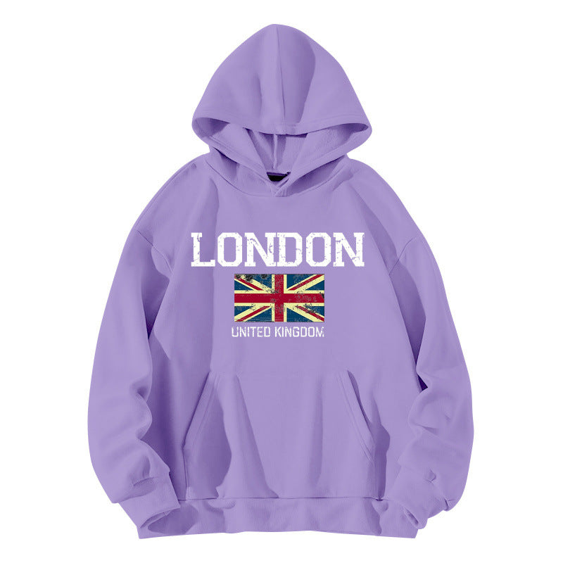 Kvinders hoodie i urban London stil med kængurulomme og komfortabel pasform Skovae