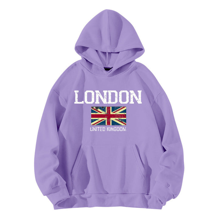 Kvinders hoodie i urban London stil med kængurulomme og komfortabel pasform Skovae