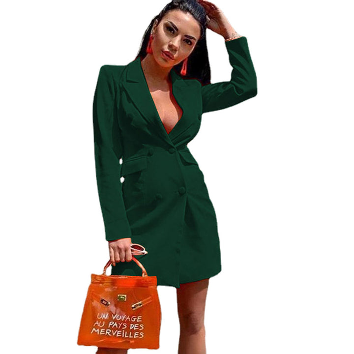 Dame Elegant skåret blazer-kjole med dobbel knaplukning Stilla