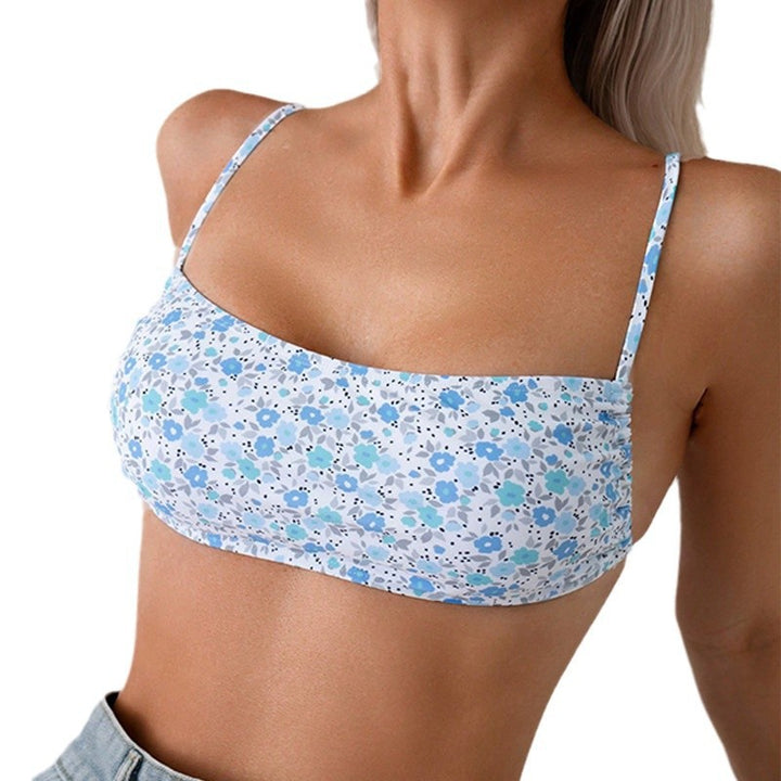 Dame bandeau bikini top med blomster mønstre Skovae
