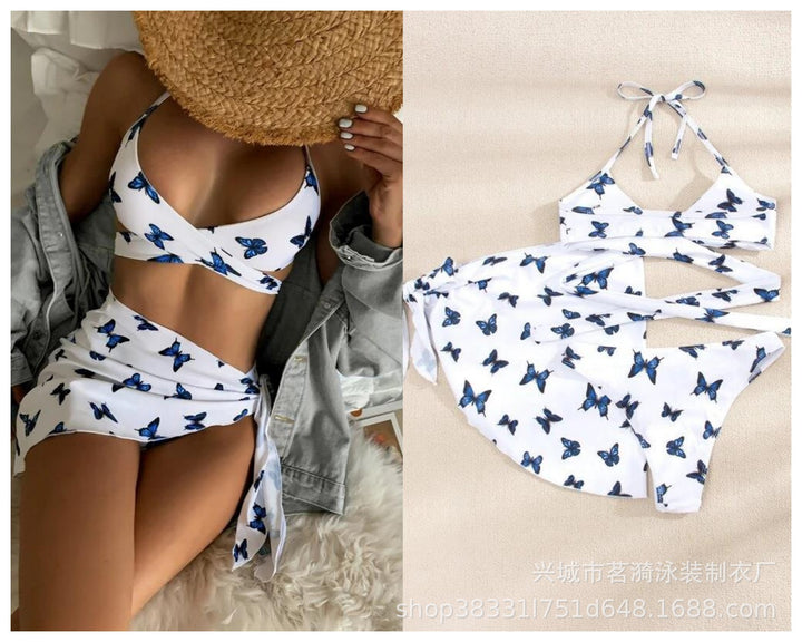 Damer Bikinisæt med asymmetrisk cover-up og legende sommerfugl design Stilla