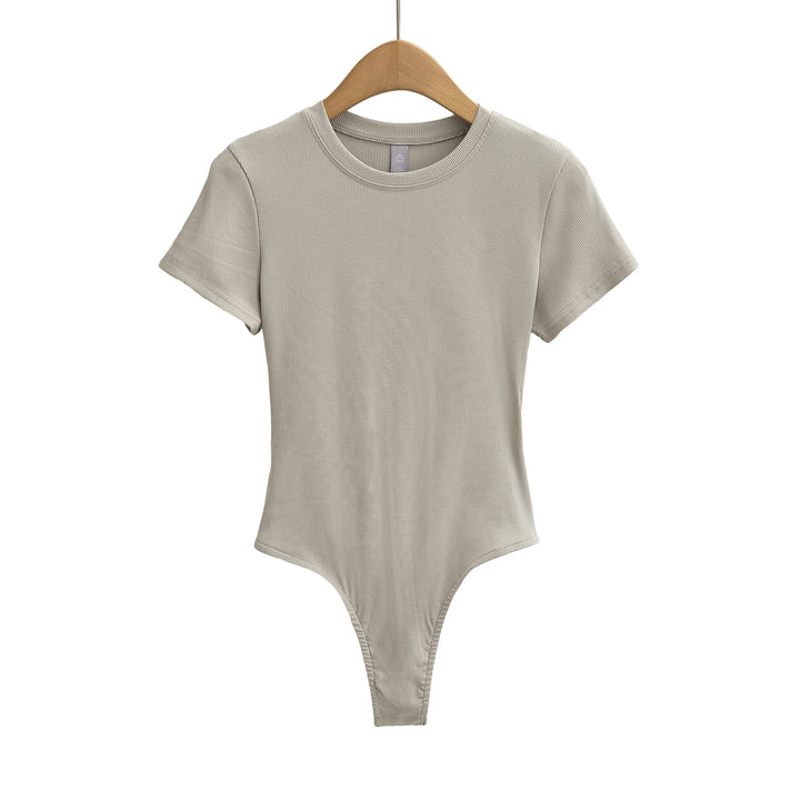 Dame figurnær Bodysuit i høj kvalitet rib-stof med kort ærme Stilla