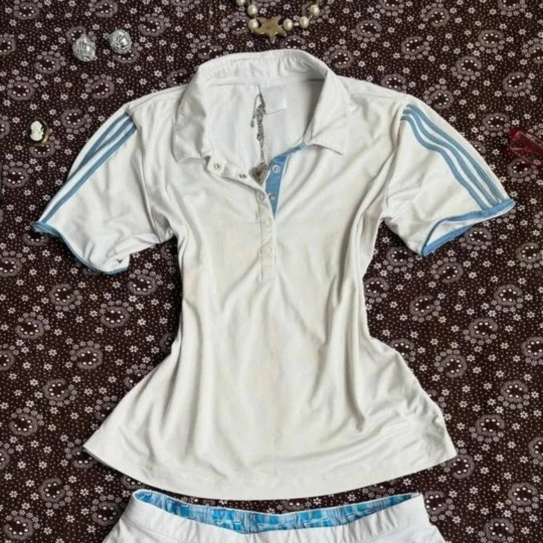 Dame Sportiv Polo-Shirt med stribet krave Skovae
