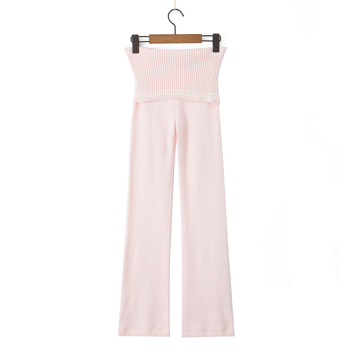 Dame Wide-Leg-Sportbukser med elastisk talje og fin ribstrik Stilla
