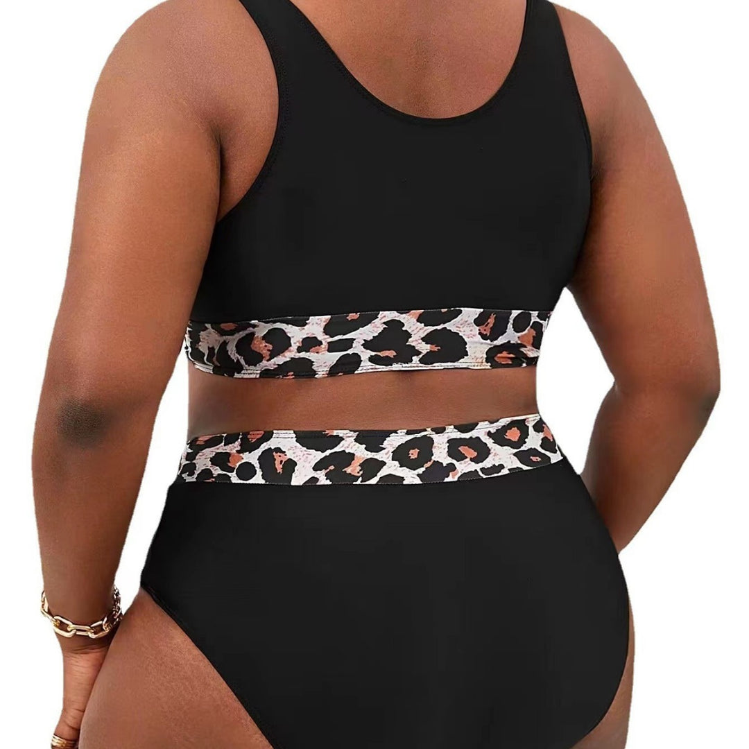 Dame Sporty højskåret bikini med leopardmønster Skovae