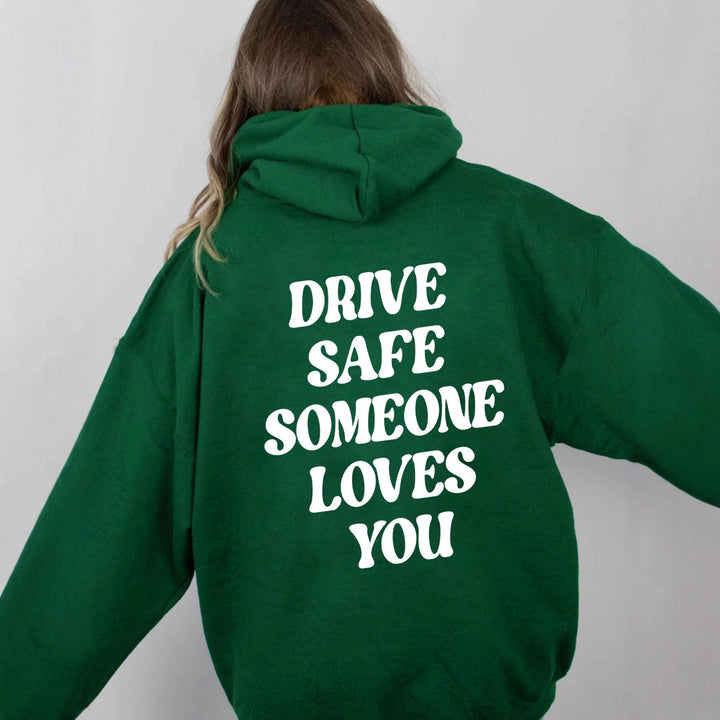 Kvinders hætte sweatshirt med inspirerende tekst og afslappet pasform Skovae