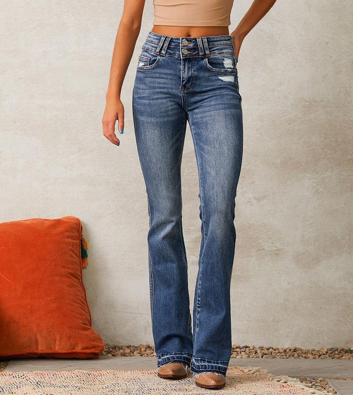 Dame Højtskårne Flared Jeans Stilla